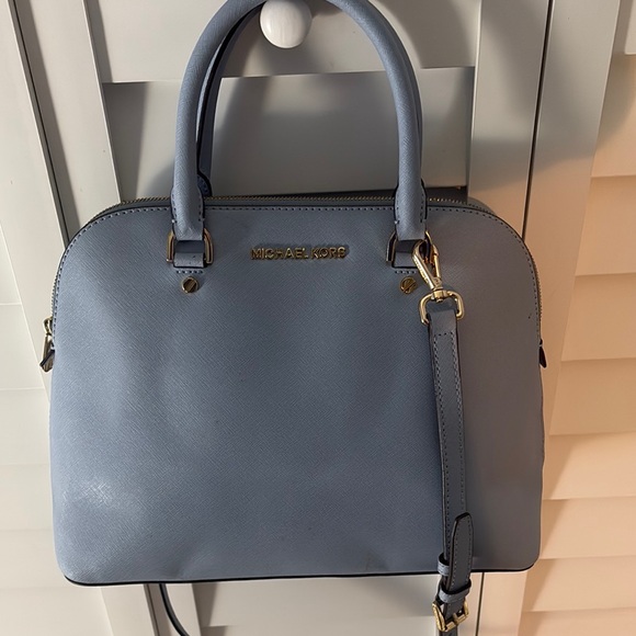 Michael Kors Handbags - Michael Kors Blue Satchel with Structured Design and Silver Hardware
